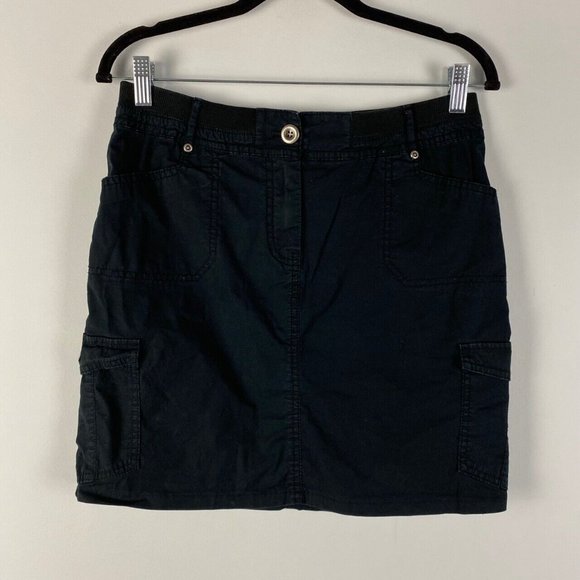 Chicos Cargo Pocket Skirt Womens 0 US 4/6 Black Elastic Waist - Picture 1 of 8
